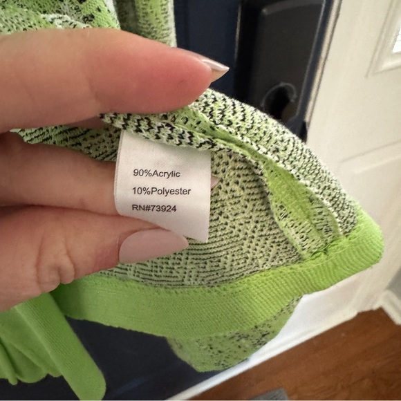 Ming Wang Lime Green Black Textured Twin Knit Blazer Sweater Tank Set Medium - Picture 6 of 10